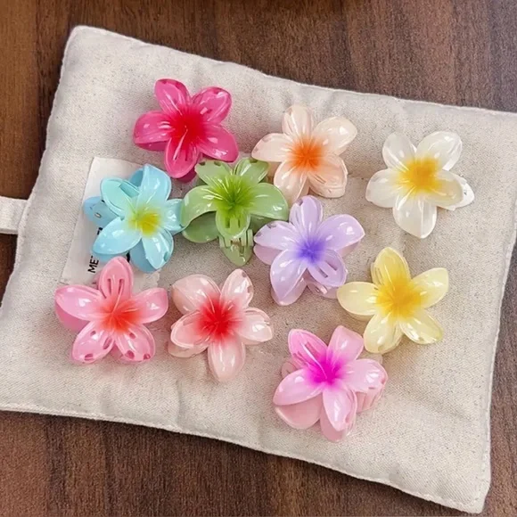 8pcs Set Women's Plumeria Claw Hairpins NIP - Picture 4 of 5